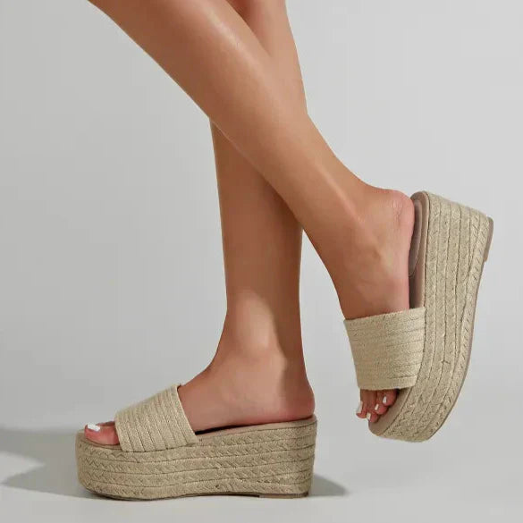 Nc Shoes Stylish Round Toe Summer High-Heel Wedge Sandal