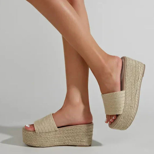 Nc Shoes Stylish Round Toe Summer High-Heel Wedge Sandal
