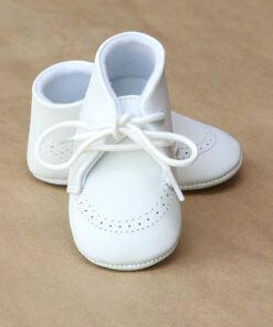 L'Amour Infant Boys White Leather Boot Crib Shoe