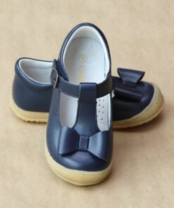 L'Amour Girls Navy Stitched Bow Mary Jane