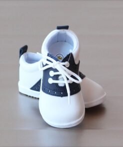 Angel Baby Boys Leather Lace Up Saddle Oxford Shoe
