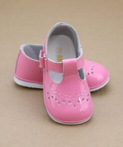 Angel Baby Girls Patent Malibu Pink T-Strap Leather Mary Janes