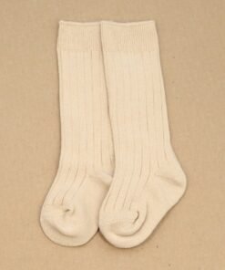 Ribbed Knee High Socks (Latte)