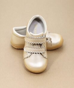 Marisa Toddler Girls Scalloped Double Strap Leather Sneaker with Bumper