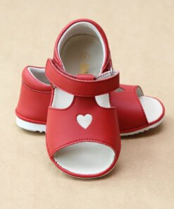 Angel Baby Girls Open Toe and Heart Leather Sandal