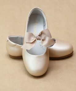 L'Amour Girls Pauline Bow Leather Dressy Flat